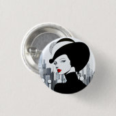 アップタウンエレガントガールニューヨークハイソサエティ 缶バッジ (正面&裏面)