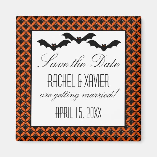 アップタウングラムこうもりハロウィーン日付マグネットを保存 マグネット (正面)