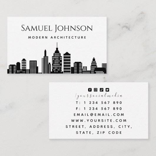 アップタウンダウンタウンシティランドスケープモダンアーキテクト 名刺 (正面/裏面)