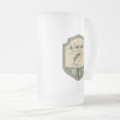 アップノースウィスコンシン魚釣りバッジ フロストグラスビールジョッキ (正面右)