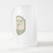 アップノースウィスコンシン魚釣りバッジ フロストグラスビールジョッキ (正面左)