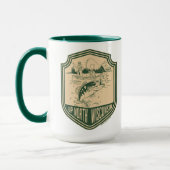 アップノースウィスコンシン魚釣りバッジ マグカップ (左)