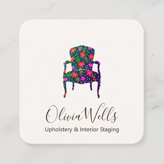 アップホルスターフローラインテリアデザイフランスのンチェア スクエア名刺 (正面)