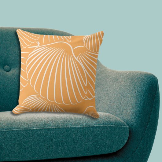 アップライトオレンジ&ホワイトショアシェルパターン クッション