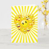 アップライトサンシャインイエロー前向きハッピービベス カード (黄色い花)