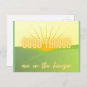 アップライトサンシャイングリーンイエロー感動的文字 ポストカード (正面/裏面)