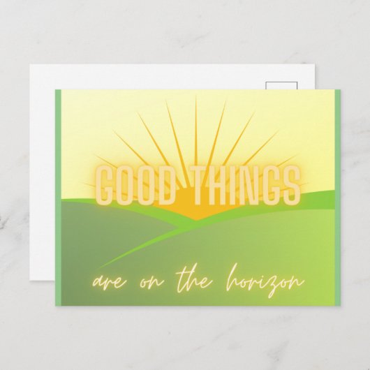 アップライトサンシャイングリーンイエロー感動的文字 ポストカード (正面/裏面)