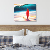 アップライトサーフボードビーチ砂 キャンバスプリント (インサイチュ (寝室))