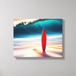 アップライトサーフボードビーチ砂 キャンバスプリント