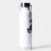 アップライトブラックワイルドホース水ボトル – あなたのテキスト ウォーターボトル (正面)