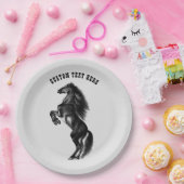 アップライトブラックワイルドホース紙プレートカスタム文字 ペーパープレート (パーティー)