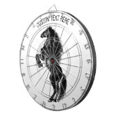 アップライトブラックワイルドホース – 白黒スケッチ ダーツボード (正面右)