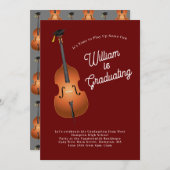 アップライトベースジャズミュージシャン卒業パーティー音楽 招待状 (正面/裏面)