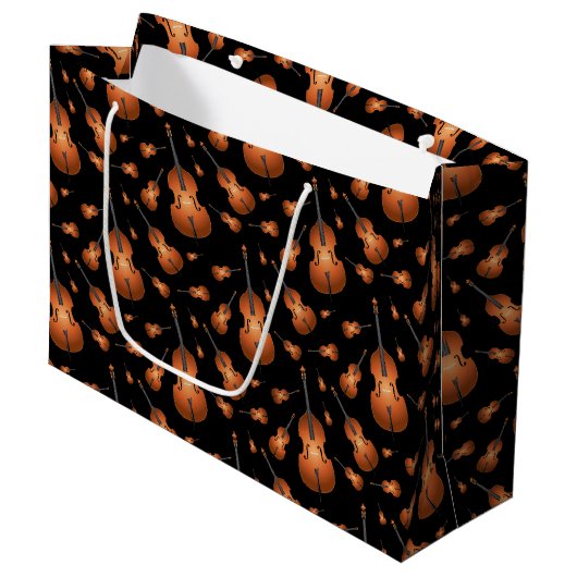 アップライトベースミュージシャン先生ジャズバンド ラージペーパーバッグ (正面アングル)