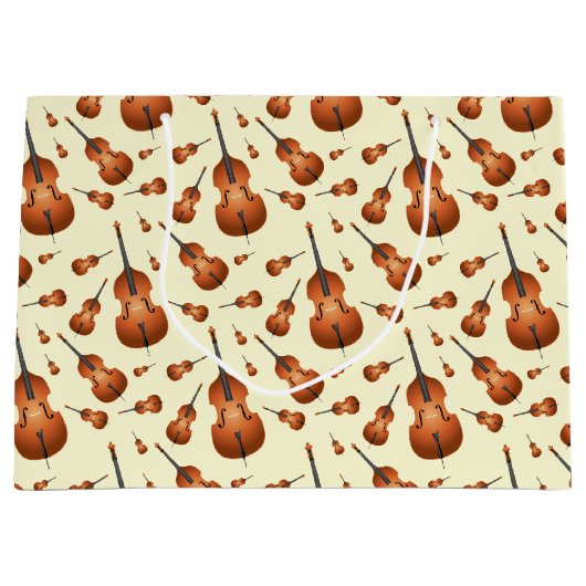 アップライトベースミュージシャン先生ジャズバンド ラージペーパーバッグ (正面)