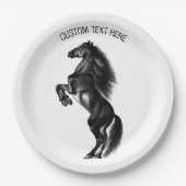 アップライトホース紙プレートとカスタム文字 ペーパープレート (正面)