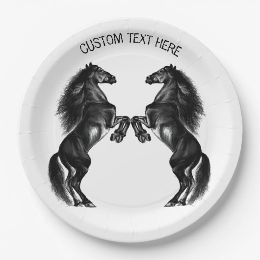 アップライトワイルドウマ紙プレートとカスタム文字 ペーパープレート (正面)