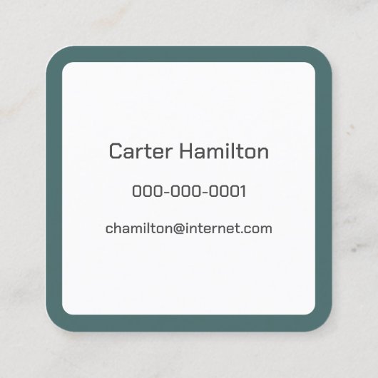 アップライト木製サーフボードオン海ビーチ スクエア名刺 (裏面)