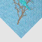 アップリケの鳥が枝に咲くスカイブルー数々の 薄葉紙 (詳細)