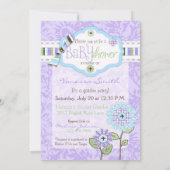 アップリケ一見の花のベビーシャワーの招待A7-IRIS 招待状 (裏面)