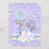 アップリケ一見の花のベビーシャワーの招待A7-IRIS 招待状 (正面/裏面)