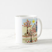 アップリケ、住宅、村 コーヒーマグカップ (正面右)