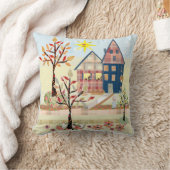 アップリケ、住宅、村、パッチワーク、キルティング、fl クッション (ブランケット)