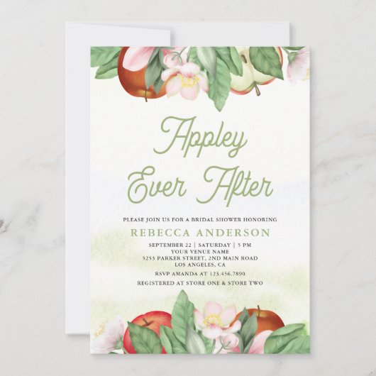 アップリーエバーアップルブライダルシャワー 招待状 (正面)