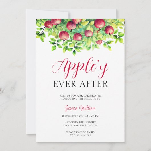 アップリーエバーアフターアップル秋ブライダルシャワー 招待状 (正面)
