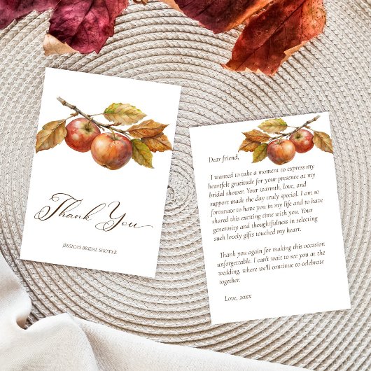 アップルと共に永遠に　秋のりんごのブライダルシャワー サンキューカード