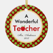 アップルのクリスマスを持つ素晴らしい先生 セラミックオーナメント (正面)