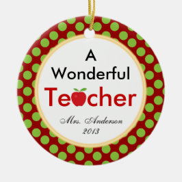 アップルのクリスマスを持つ素晴らしい先生 セラミックオーナメント