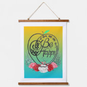 アップルの手で描いたトッパーが笑顔で幸せである 吊り下げ型タペストリー (正面)