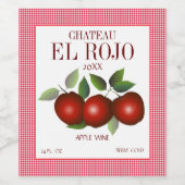 アップルの果物 夏の収穫 ギンガム ワインラベル (シングルラベル)