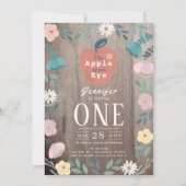 アップルの目のフローラウッドガール1st誕生日 招待状 (正面)