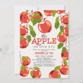 アップルの目のフローラ女の子ベビーシャワー 招待状 (正面)