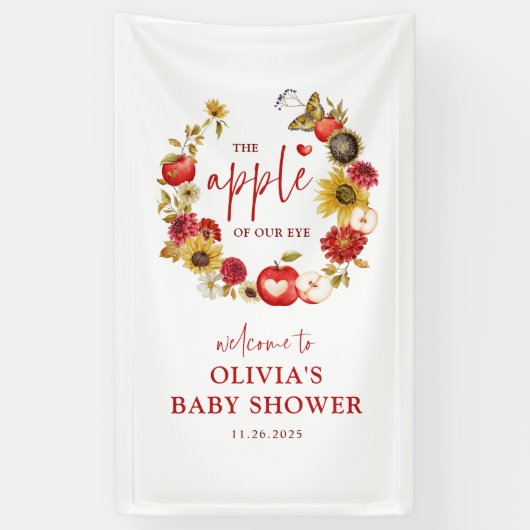 アップルの目のリース秋ベビーシャワーへようこそ 横断幕 (縦)