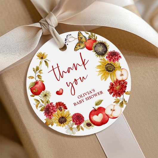 アップルの目のリース秋ベビーシャワーギフト フェイバータグ