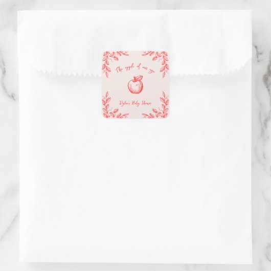 アップルの目の手描き秋赤ちゃんシャワー スクエアシール (バッグ)