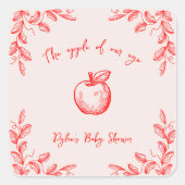 アップルの目の手描き秋赤ちゃんシャワー スクエアシール (正面)