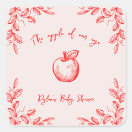 アップルの目の手描き秋赤ちゃんシャワー スクエアシール