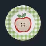 アップルの目の最初の誕生日紙プレート ペーパープレート<br><div class="desc">目の中のリンゴが一つ目に変わる！アップルをテーマにした最初の誕生日パーティープレート。</div>