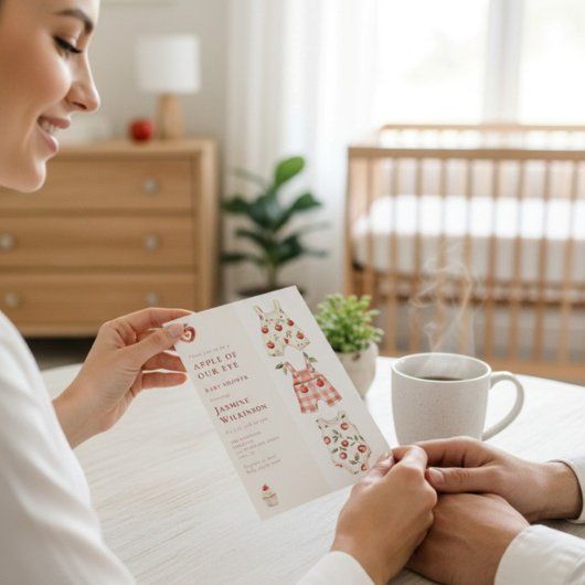 アップルの目の水の色モダンベビーシャワー 招待状