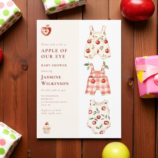 アップルの目の水の色モダンベビーシャワー 招待状
