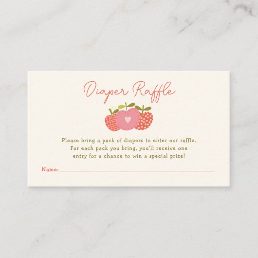 アップルの目の秋赤ちゃんシャワーおむつラッフル エンクロージャーカード (正面)