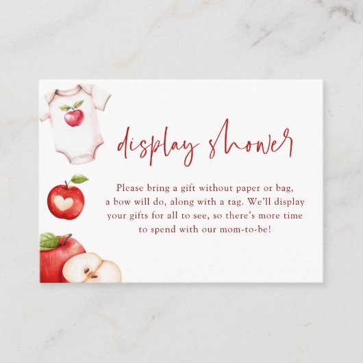 アップルの目の秋赤ちゃんシャワー表示シャワー エンクロージャーカード (正面)