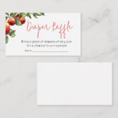 アップルの目の赤ちゃんシャワーおむつラッフル エンクロージャーカード (正面/裏面)