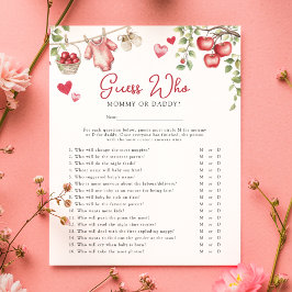 アップルの私たちの目の'Guess誰'赤ちゃんシャワーゲーム チラシ