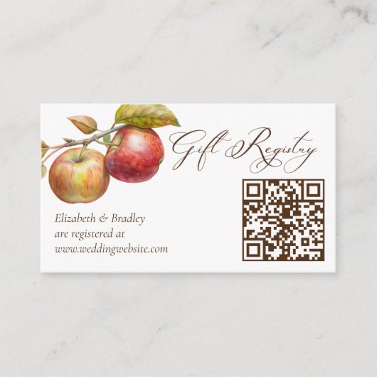 アップルの秋シャワーギフトレジストリの後にアップリー エンクロージャーカード (正面)
