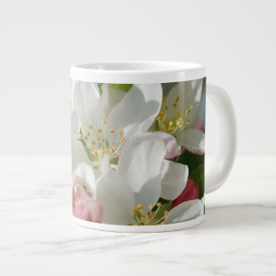 アップルの花ピンクと白い花 ジャンボコーヒーマグカップ